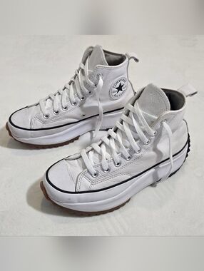 Converse Run Star Hike Hi White Leather Platform Sneakers Women’s 8.5 Men’s 7